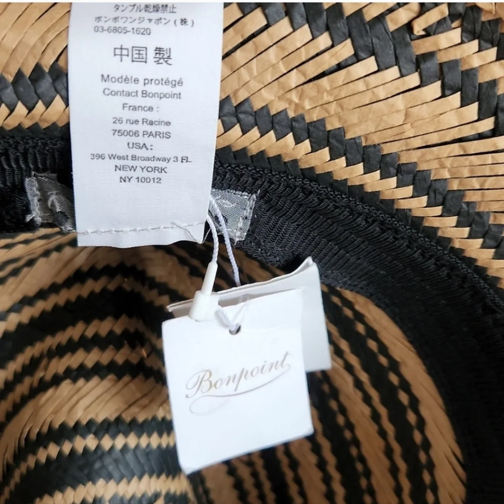 NWT BONPOINT CHAPEAU GARCON T6 straw hat striped UNISEX